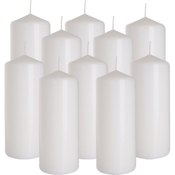 ZESTAW 10 ŚWIEC STOŁOWYCH WALEC KLASYCZNA ŚWIECZKA 15cm 48h BIAŁA