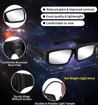 Okulary do zaćmienia słońca 2024 (zestaw 3 sztuk), plastikowe okulary do
