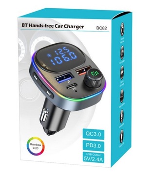 АВТОМОБИЛЬНЫЙ FM-ПЕРЕДАТЧИК BLUETOOTH БЫСТРОЕ ЗАРЯДНОЕ УСТРОЙСТВО USB USB-C AUX