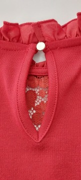 Czerwona bluzka z koronką ORSAY wiskoza , R. M/L