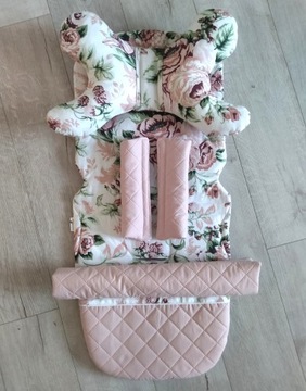 Вкладыш для коляски Rose S+подушка+защита ремней и повязка на голову