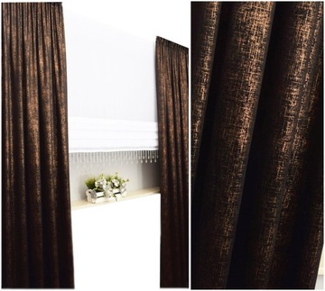 ZASŁONA METRAŻ VELVET 3 PLUSZ CZARNY + MIEDŹ 145cm