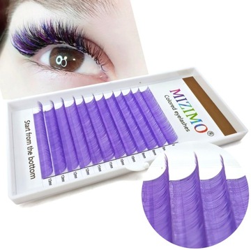 Ресницы цветные 8-13мм, изгиб D, 12 полосок ФИОЛЕТОВЫЕ.