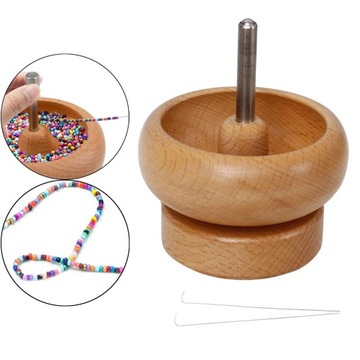 Drewniana miska z rotatorem koralików do tworzenia biżuterii DIY sztuka i