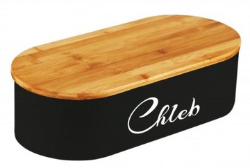 CHLEBAK EMALIOWANY Z POKRYWĄ BAMBUSOWĄ DESKA