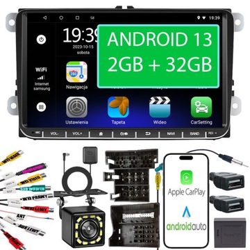 RADIO ANDROID 2DIN 2+32 GB 9 CALI VW PASSAT B6 B7 GOLF 5 V 6 VI SKODA SEAT