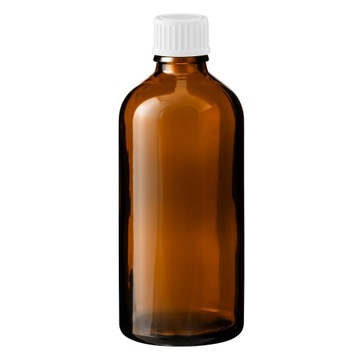 Butelka szklana brązowa 100 ml z nakrętką białą