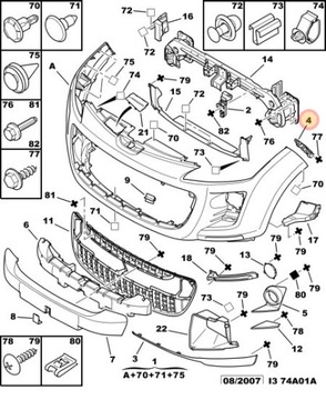 DRŽÁK / VÝZTUHA NÁRAZNÍKU PŘEDNÍ PEUGEOT 4007 07.R - 12R. 7401HR 7401HQ