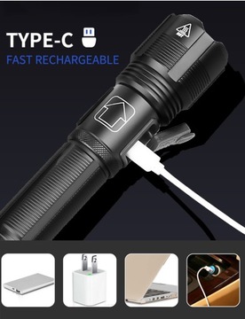 МОЩНЫЙ ВОЕННЫЙ ФОНАРЬ XHP50 ДИАПАЗОН ЗУМА 2 КМ