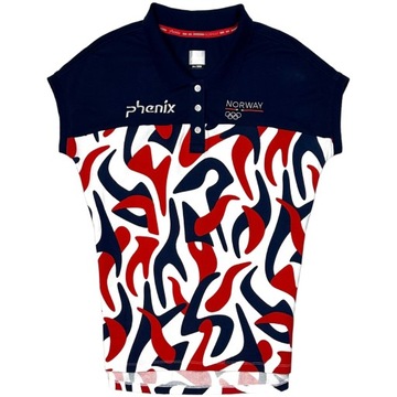 PHENIX Koszulka Polo Damska We Wzorek Norwegia Olimpiada Logowana r. 36