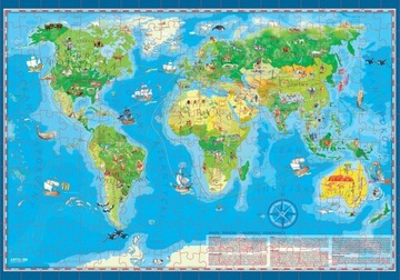 PUZZLE 200 DLA DZIECI MAPA ŚWIATA EDUKACYJNE ELEMENTÓW ARTGLOB