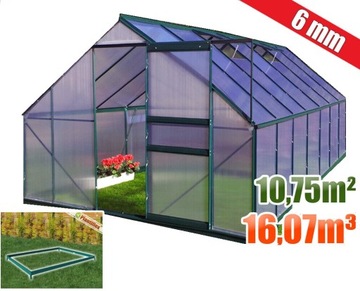 SZKLARNIA ALUMINIOWA Z POLIWĘGLANU 250x430cm 10,75m2 6mm Fundament ZIELONA