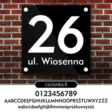 Tablica adresowa adres 3D numer na dom 25x25 czarna - szkło akrylowe