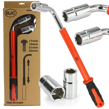 KLUCZ DO KÓŁ TYP-L 17-19-21-23mm /dwie nasadki/ BJC