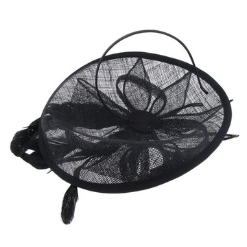 Sinamay Fascinator Цилиндр Свадебный коктейль Послеобеденное чаепитие с перьями w