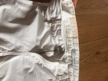 Białe spodnie jeans Zara frędzle M S 36 boho