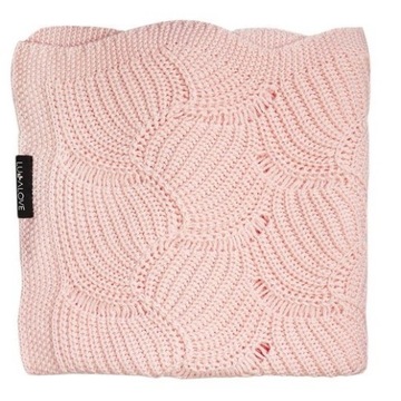 LULLALOVE bambusowy kocyk ażurowy muszelka Różowy