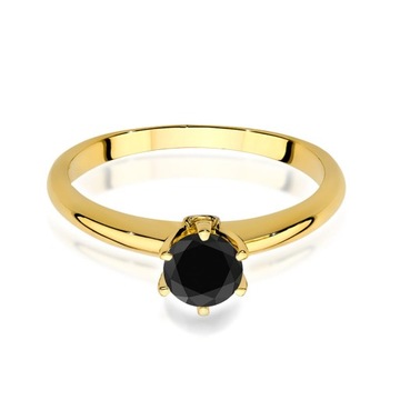 Złoty pierścionek 585 Czarny Brylant Zaręczyny ODBIERZ GRATIS BRANSOLETKĘ