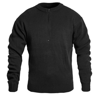 Sweter Bluza golf wojskowy ciepły rozpinany Mil-Tec Swiss Army Czarny XL