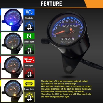 Мотоциклетный спидометр 220 км/ч со светодиодным дисплеем, универсальный 12В
