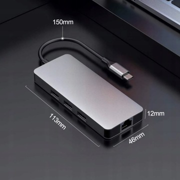 HUB 8in1 USB-C HDMI 4K SD Ethernet Гигабитный адаптер