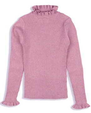 Next Sweter Dziewczęcy Liliowy Sweterek Golf Eco Bawełna Falbanka 116 cm