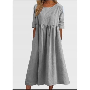 LUŹNA DŁUGA BAWEŁNIANA SUKIENKA PLUS SIZE KOLORY