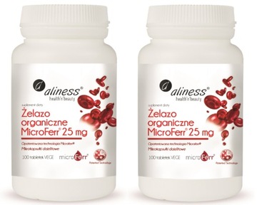ZESTAW 2 x Żelazo organiczne 100 kapsułek ALINESS
