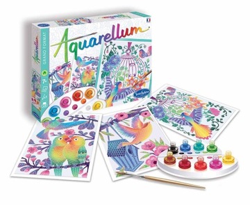 Aquarellum Ptaki 3 obrazy do malowania i farby