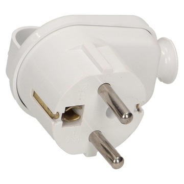 Угловая вилка 2P+Z с ручкой, белая