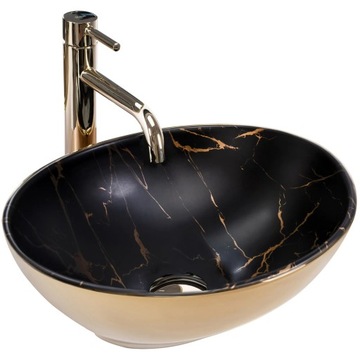 Umywalka SOFIA złota MARBLE czarna mat marmur