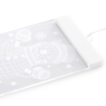 Витраж со светодиодной подсветкой, украшение окна снеговиком