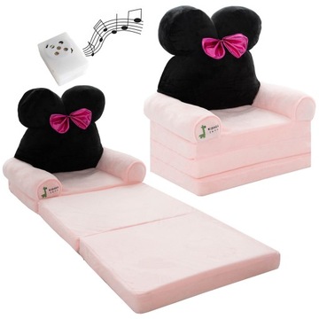 FOTEL PLUSZOWY FOTELIK ROZKŁADANY GRAJĄCY PUFA SOFA KIDSEE