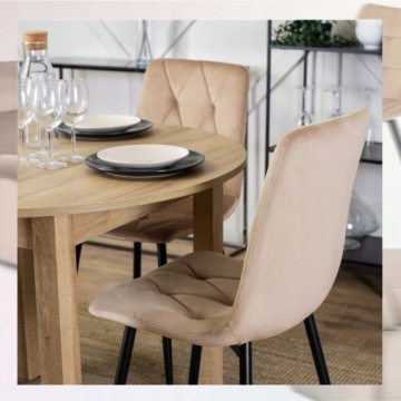 Бежевый велюровый обеденный стул ROBIN с мягкой обивкой Loft