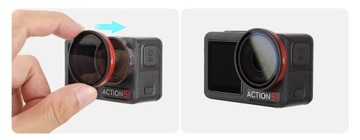 Серые фильтры, установленные для DJI Osmo Action 3, 4, 5 Pro - ND8 ND16 ND32 ND64