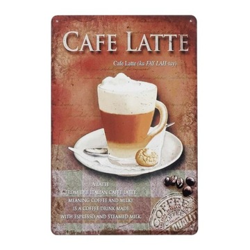 Tabliczka metalowa RETRO CAFE LATTE