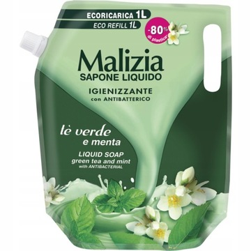MALIZIA mydło w płynie zapas 1L ZIELONA HERBATA MIĘTA IT