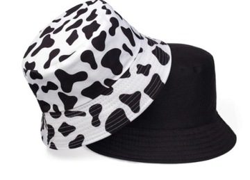 BUCKET HAT, KAPELUSZ RYBAKA BIAŁO-CZARNA KROWA