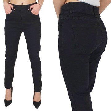 DAMSKIE SPODNIE JEANSOWE w GUMKĘ Plus Size Black