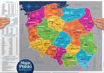 POLSKA MAPA ZDRAPKA KOLOROWA 70 x 50 cm