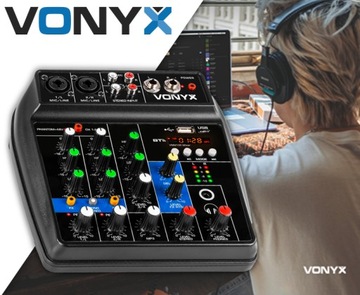 Аналоговый аудиомикшер VMM100 с USB/BT Vonyx