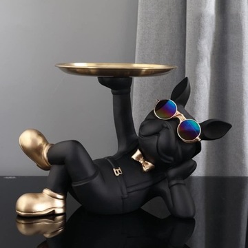 NORDIC BULDOG FRANCUSKI RZEŹBA FIGURKA PSA STATUA NA KLUCZE PODSTAWKA TACA