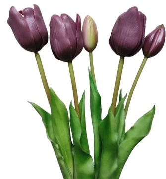 TULIPAN fioletowy 5szt. 44cm bukiet tulipanów filetowych silikonowych guma