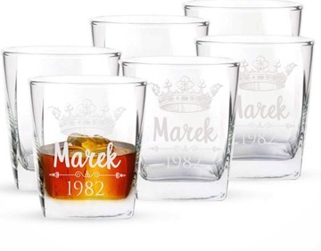 SZKLANKI DO WHISKY Z GRAWEREM 6 SZTUK PREZENT