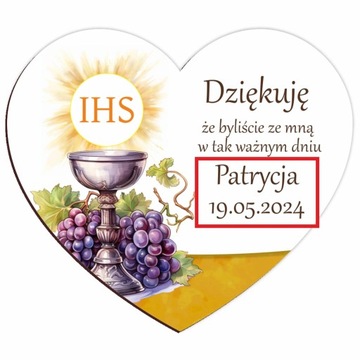 Благодарность гостям Магнит Первого Причастия с именем и датой