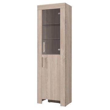 meble CEZAR 06 wąska witryna do salonu dąb sonoma 60 bez oświetlenia LED
