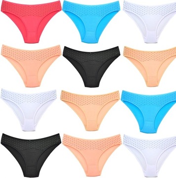 Kropki Majtki Bambusowe Figi Damskie r. M/L 12szt