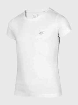 KOSZULKA DZIEWCZĘCA TSHIRT 4F BAWEŁNA BIAŁA WF 122