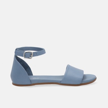 Damskie buty VENEZIA. Klasyczne skórzane sandały w kolorze niebieskim r.40