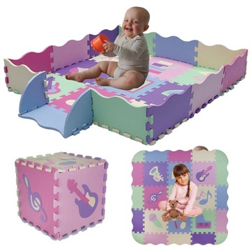 MATA PIANKOWA EDUKACYJNA GRUBA KOJEC DLA DZIECI PUZZLE PIANKOWE 25 ELE 3W1